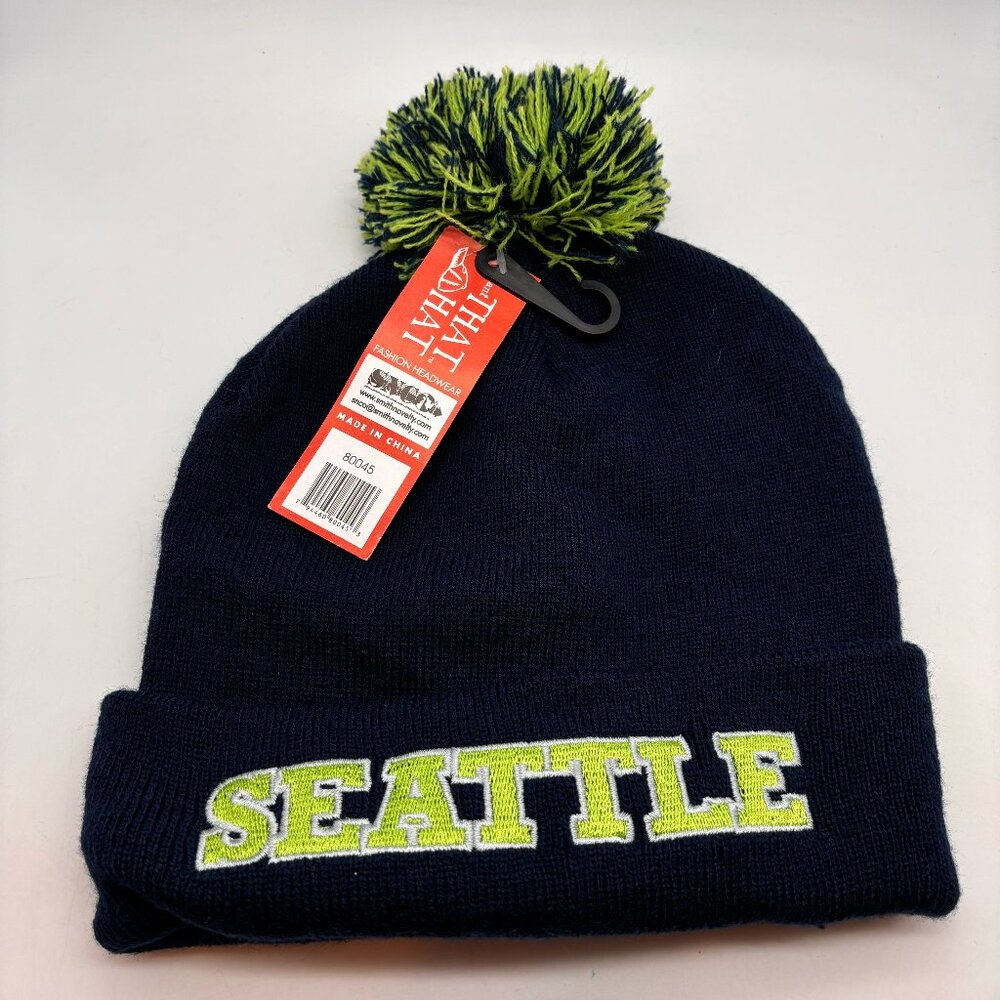 SNCO Seattle That Hat Embroidered Acrylic Pom Pom Beanie with Tags